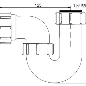 Сифон Mc/Alpine 1 1/4″х32 P-обр д/биде б/вып.MRBD1