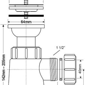 Сифон Mc/Alpine 1 1/4х32 (с интегр.вып,выход на 40мм) MRW2-40