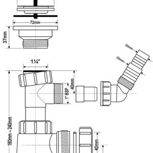 Сифон Mc/Alpine 1 1/4″х32 с/вып.пробкой и отв MRW240WM