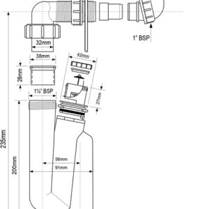 Сифон Mc/Alpine OBT 40 VWM, (S-Образн) с вент.клап.