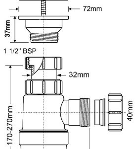 Сифон Mc/Alpine 1 1/2″ (Кухня) MRSK1-A