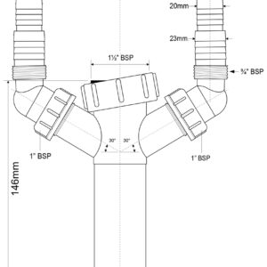 Слив Mc/Alpine 1 1/2″ (С 2-мя адапторами)  TEE4