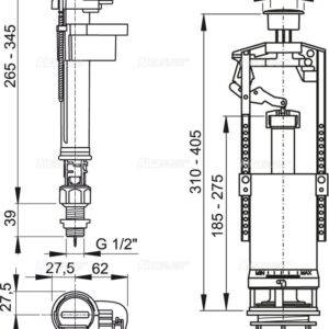 Арм-ра с нижней подводкой 1/2  SA2000S  Alcaplast (Чехия)